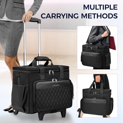 Image of Ytonet Rolling Cart for Teachers with Detachable Dolly & Teacher Tote Bag | 15.6″ Laptop Compartment Rolling Tote Bag with Wheels for Work, Large Teacher Cart for Travel, Rolling Briefcase for Women