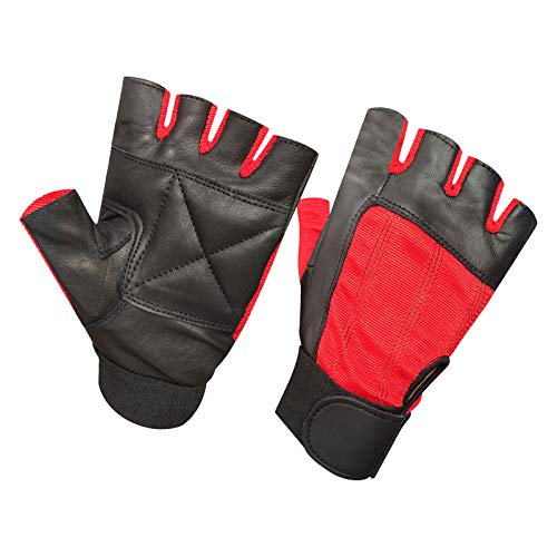 Prime Leather Levantamiento Pesas Acolchado Guantes de cuero - Entrenamiento Físico Culturismo Deportes Gimnasia & Silla de ruedas uso tamaño (mediana) 302