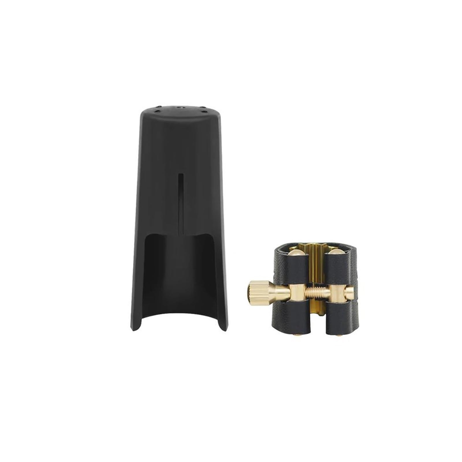 Kit de Accesorios saxofón Boquilla De Saxofón Soprano De Cuero Con Tapa, Hebilla De Metal, Clip De Abrazadera, Accesorios Para Instrumentos De Viento De Madera, Abrazadera De Hebilla
