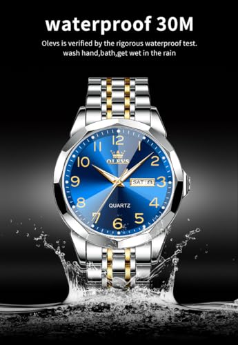 Image of OLEVS Watch for Men Simple Business Dress Analog Stainless Steel Waterproof Luminous Date Easy Read Men Wrsit Watch