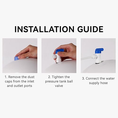 Tissting Druckbehälter Wassertank, 1,8 Gallonen Wassertank mit Kugelventil für Umkehrosmose Wasser Filtersysteme, Speicherkapazität für Haushaltswasseraufbereitung