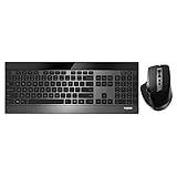 RAPOO 9900M Multi Device(Bluetooth 3.0/4.0/2.4G) Wireless Keyboard and Laser Mouse Combo, Easy-Connect Up to 4 Devices, Blade Extremely Thin Keyboard and High-Precision Sensor Multi-Functional Mouse