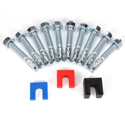 Atesilor 28 Pcs Car Lift Install Kit with 18 Pcs 1/4" & 1/8" & 1/16" Leveling Shims Kit and 10 Pcs 3/4" x 5-1/2" Wedge Anchor Bolts, For 2/4 Post Lift Truck Jib Crane Precise Leveling Installation by Atesilor - Used condition - US$37.99