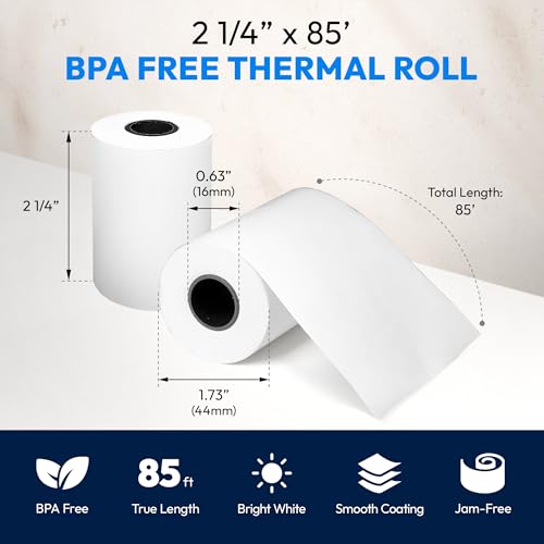 Markswell 2 1/4\" x 85\' Thermal Paper (50 Rolls) - BPA Free Receipt Paper, 48 GSM Safe Thermal Printer Paper & Register Tape for Credit Card Terminal, POS Cash Registers - Thumbnail 2