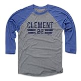 500 LEVEL Ernie Clement Toronto Font 3/4 Sleeve T-Shirt (Royal/Heather Gray, X-Large)