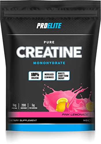 PRO-ELITE Creatine - Creatine Monohydrate Micronized Powder 1Kg / 1000g, for Optimum Muscle Growth, Increases Physical Performance, Pure Flavour Creatine, Amino Acids (Pink Lemonade, 1KG)