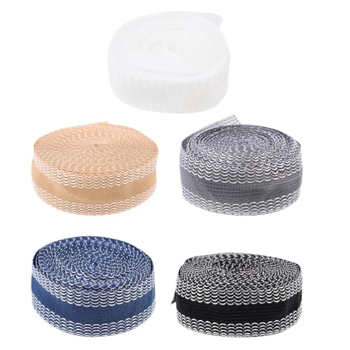 CALLARON 5 Rollos de Cinta Termoadhesiva para Dobladillos sin Plancha en Varios Colores, Material Poliéster Elasticidad y Secado Rápido para Proyectos DIY en Faldas y Vestidos