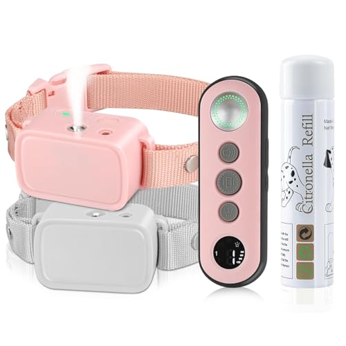Collare da addestramento per cani spray citronella con modalità remote, spray & beep collare spray per cani citronella, collare ricaricabile per abbaiare cani, collare anti-corteccia umano, 2 collare