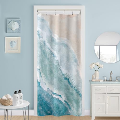 MAYZUS Teal Blue Small Stall Shower Curtain 36 x 72