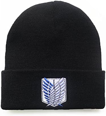 Bonamana Attack On Titan Anime Wings Hat Knitted Hat Winter Beanie Hats Slouch Hat Soft Knitted Hat Ski Hat Wool Hat for Kids Boys Girls Teenagers Hat Fans Birthday Gifts