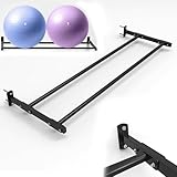 Adjustable Yoga Ball Holder Stand Extra-Long Wall Mount Rack for Fitness & Medicine Balls Space-Saving Gym Equipment Storage - 124cm (48 7/8)