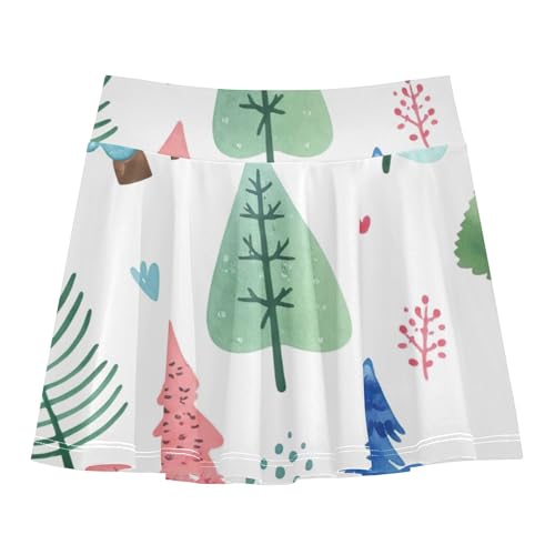 Joisal Girls' Shorts Athletic Skorts Tennis Skirts for Kids Breathable School Christmas Trees Winter 3t