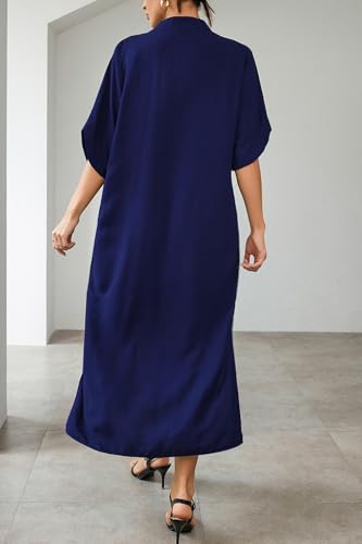 Vestido de playa kaftan largo para mujer con bordado bohemio de algodon 2