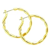 ToHeart Aretes de aro texturizados de oro de 14 quilates para mujer, ligeros para uso diario