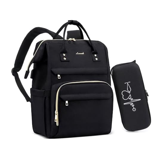 LOVEVOOK Laptop Backpack for Women with Stethoscope Case & USB Charging Port Nurse Backpack Anti Theft Travel Backpacks Doctor Bag Fits 17Inch Laptop and Notebook,Black