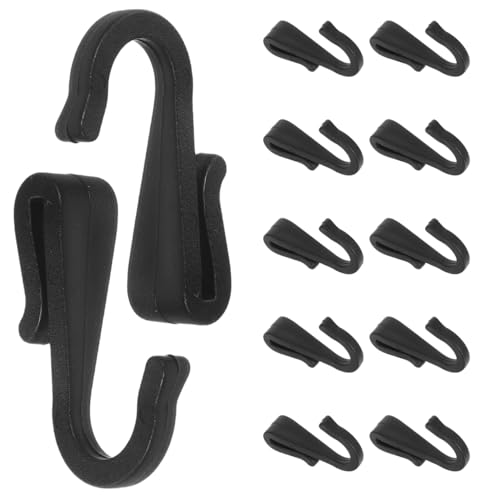 Garneck 12pcs J Shaped Hook: Plastic Clip On Hanger - Kitchen Hanging Sink Grid Hook for Wire Baskets Plates Trolley Storage Rack Bedroom Office Shelf Accessories