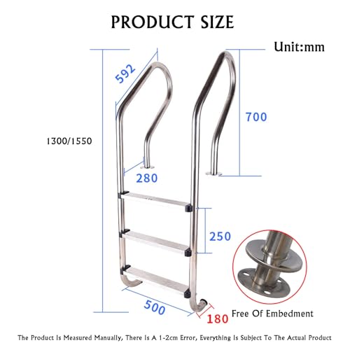 Escalera de Piscina de Acero Inoxidable 3 Peldaños miniatura 2