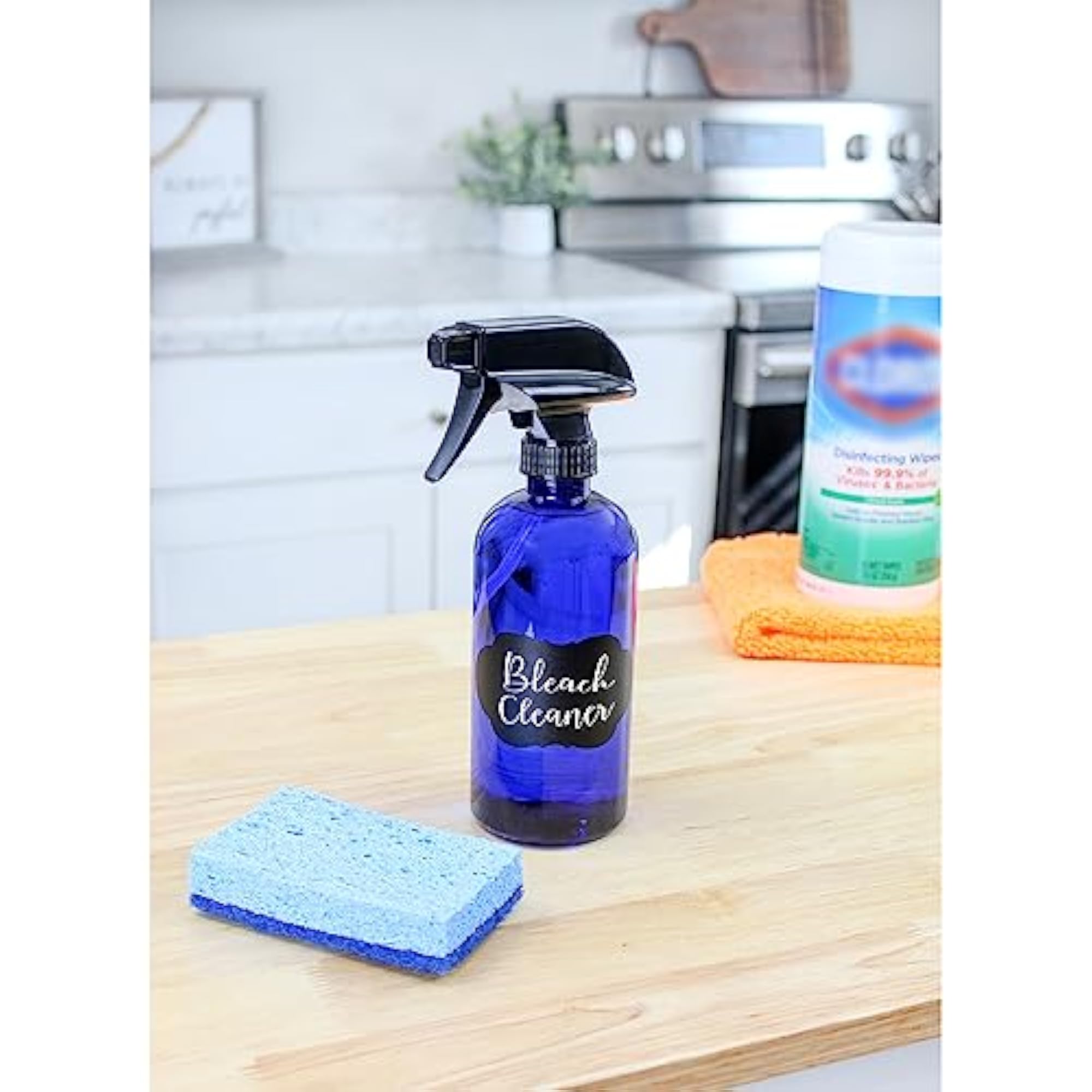 16oz Cobalt Blue Plastic Spray Bottles with Heavy Duty Mist Sprayers