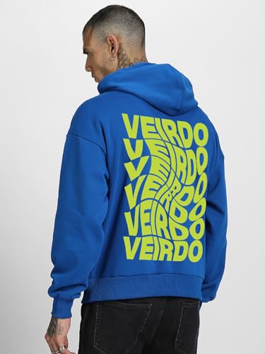 Image of Veirdo Cotton Fleece Regular Fit Full Sleeve Hooded Sweatshirt Front and Back Graphic Printed Jumper Hoodie for Men
