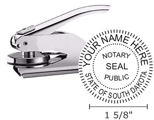 South Dakota Notary Seal Embosser, Pocket/Hand Model, 1-5/8" Impression, Silver