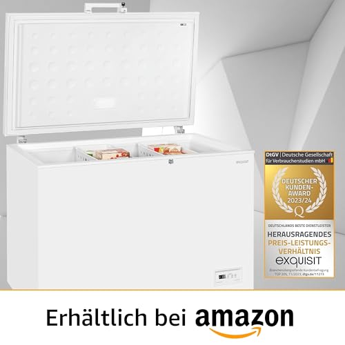 Foto von Exquisit Gefriertruhe GT320-HE-041D weiss | Nutzinhalt: 308 L | 2-in-1 Gerät | Schnellgefrieren | 4*-Gefrieren | Rollen
