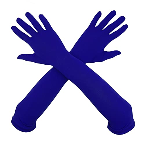 Aniler Unisex 18 Elbow Length Full Finger Costume Party Stretchy Gloves (One Size Navy Blue)