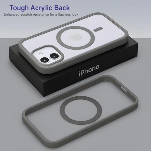 Image of AIBEX Clear Mag-Saf Case for iPhone 13 | Strong Magnetic Lock, Anti-Yellowing Transparent Back, Military-Grade Drop Protection, Slim Lightweight Cover with Camera Guard - Grey