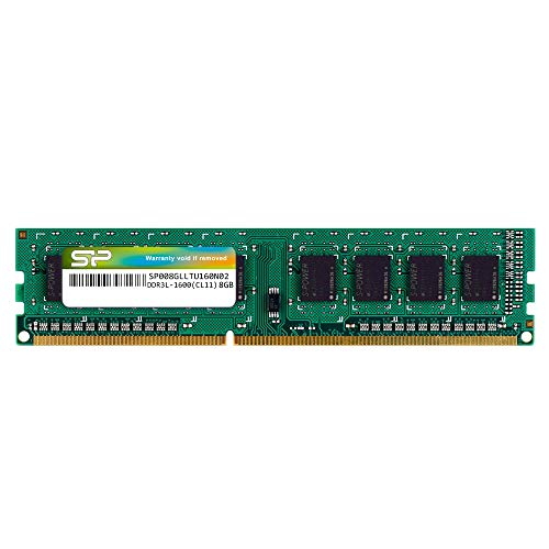 Silicon Power 8GB-DDR3L-RAM-1600MHz (PC3 12800) 240 Pin CL11 1.35V Non-ECC Unbuffered UDIMM-Desktop Memory Module  Bajo Voltaje y Ahorro de energía