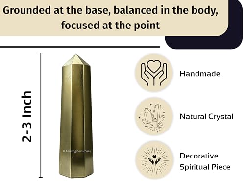 Image of Amazing Gemstone Pyrite Crystal Towers - Natural Healing Crystal Point Obelisk for Reiki Healing and Crystal Grid (2 inch to 3 inch INCH)