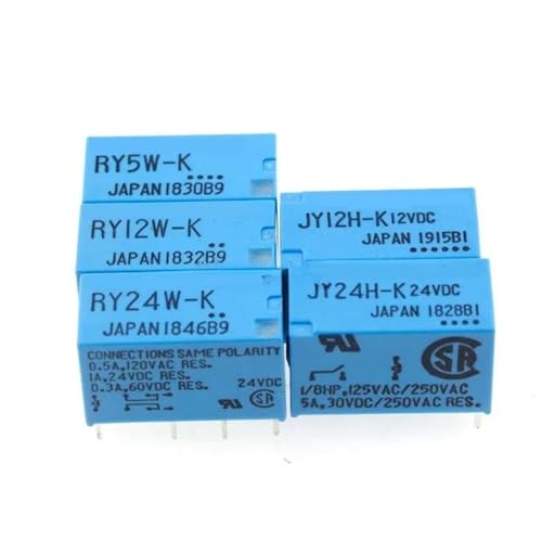 Relais de signal RY5W-K miniature à 8 broches pour circuits imprimés 1A 5V, lot de 5 pièces