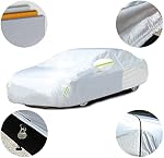 Whole Car Cover Waterproof All Weather Covers with Zipper for Rain Sun Winter Snow Automobiles Outdoor Universal Full Exterior Snowproof UV Protection Dust Scratch Proof Fit Large Sedan(193" to 208")