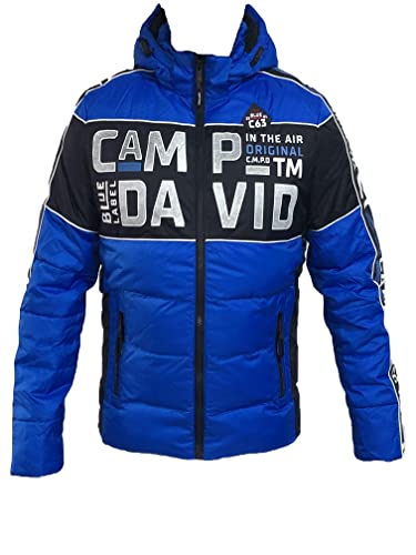 Camp David Herren Steppjacke mit Kapuze und Logo-Applikationen