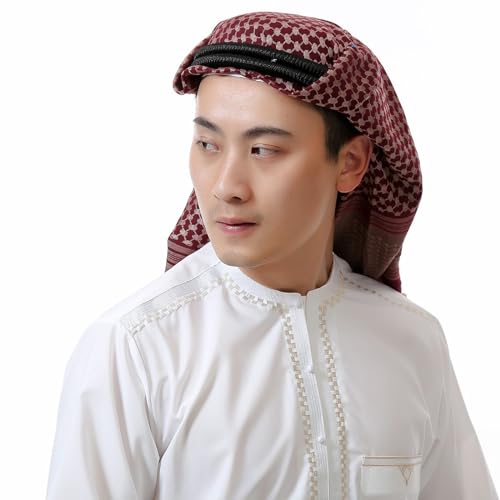 Image of PURFUN Men's Large Arab Shemagh Headscarf Muslim Headcover Shawl Keffiyeh Arabic Scarf