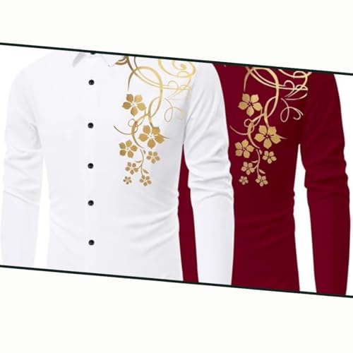 Image of Combo of Men Cotton Polyester Blend Regular Fit Striped Full Sleeve Casual Shirt Pack of 2