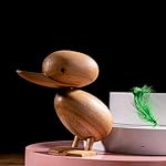GIBOX Duckling Decorative Showpiece Wooden Baby Duck Decor Accent for Living Room Bird Figuirine for Office Table Unique Gift Item for Friends Family Statue Standard Beige (9.5x6x9.5 cm) - Image 3
