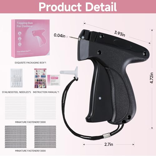 Image of Black Quick Stitch Sewing Gun - Includes 6 Mini Needles and 4000pcs Fasteners (2000 Black & 2000 White) Clothing Stitch Gun Quick Stitchy Sewing Kit