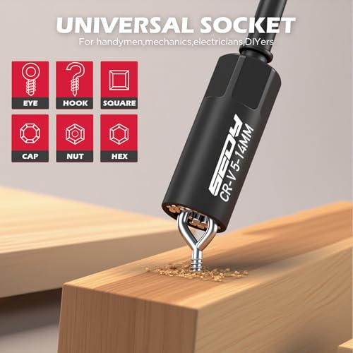 41-Piece Premium 1/4" Drive Magnetic Impact Nut Driver Set Metric & SAE Standard & Deep with Socket Adapters, 2-in-1 Ratchet Wrench, Wing Nut Driver, Universal Sockets, Quick Release Bit Holder