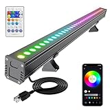 Yasotek Smart Wall Washer Light Dimmable APP Control, 180W RGBCW Color Changing Linear LED Light Bar with RF Remote Control, Group Function, Timing, Perfect for Outdoor & Indoor Lighting Projects