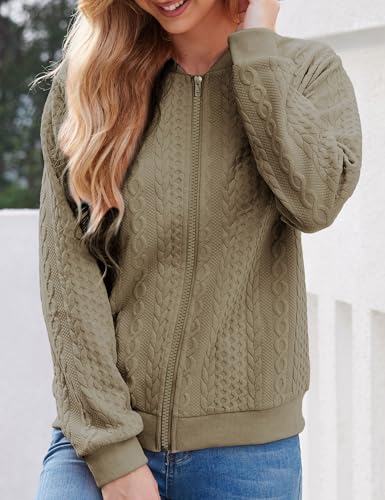 Image of WROLEM Zip Up Sweatshirts for Women Casual Outfits Cardigan Outerwear Trendy Winter Jackets Coat