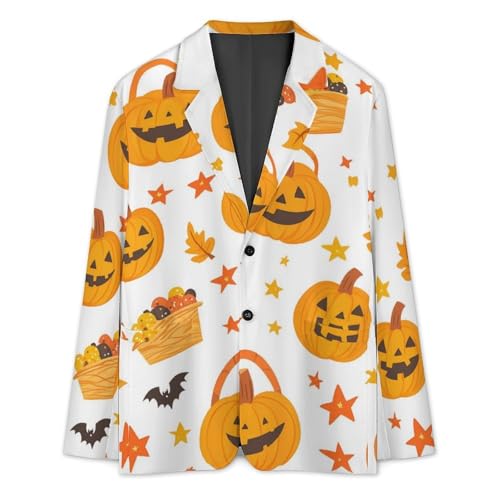 Cartoon Pumpkin Candy Halloween Classic Suits Blazer for Men Business Tuxedo Jacket Sport Coat Two Buttons3