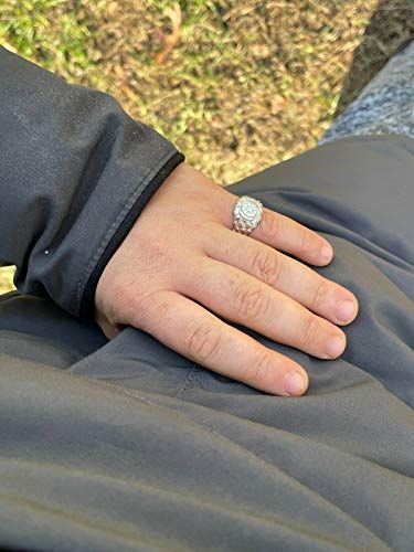 Men\'s Nugget Ring - Solid 925 Sterling Silver Ring - Iced Micropave Cluster Ring Sizes 6-13 - Great As Pinky Ring (11)