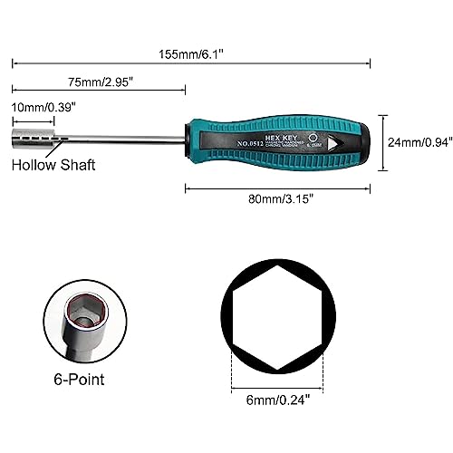 Mriuuod 6Mm Nut Driver, 6 Point Socket Hex Nut Driver Non-Magnetic Tip, 75Mm Hollow Shaft Nut Driver For Added High Torque, Tight Spaces, Precise Tightening Bolts And Nuts #TOP1