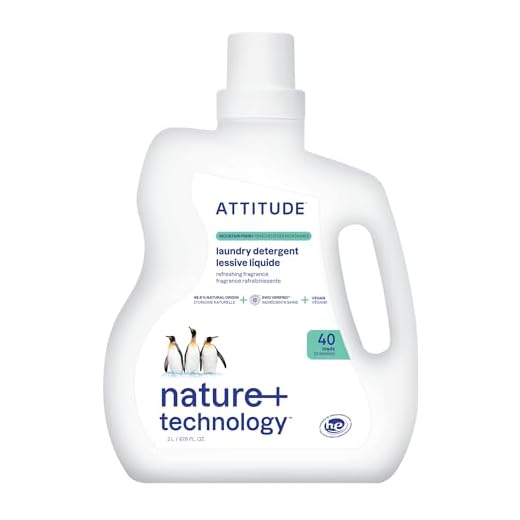 ATTITUDE Liquid Laundry Detergent, EWG Verified, HE Compatible, Plant-Based & Vegan, Natural Laundry Soap, Mountain Fresh Scent, 40 Loads, 67.6 Fl Oz