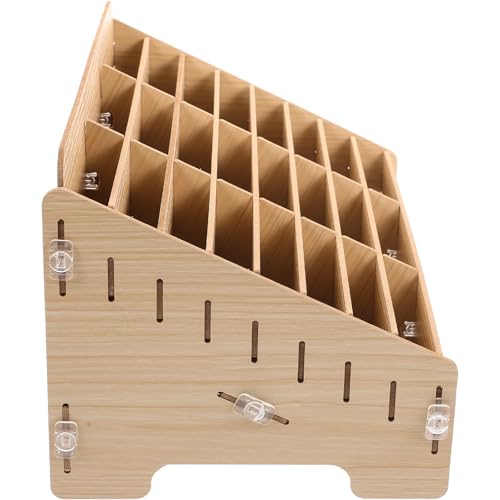 Warmhm 24cuadrículas Compartimentos Madera Organizador de Escritorio con Rejillas para Teléfono y Utensilios de Oficina