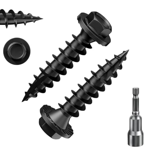 (1 lbs)#12 x 1 Yellow Hex Exterior Lag Screws,5.5x25mm, Structural Wood Screw, Heavy Duty Construction Screw, Rust Resistant, Washer Head, Yellow Coated Exterior Wood Screws