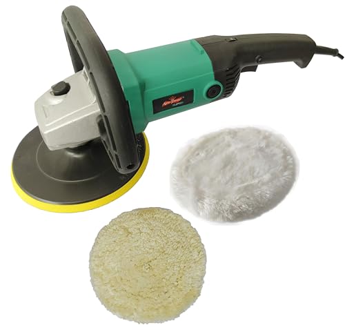 Image of Inditrust 1200W 6 months warranty 7 Inch Electric Car Polisher Machine 6 SPEED with Backup Pad Wool pad and Buffing Pad Double Insulated With Speed Adjustment 100% Copper Winding (GREEN 1200W)