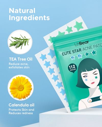 Adesivos de espinha em forma de estrela para acne hidrocoloide com óleo de melaleuca + ácido salicíl