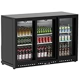 KICHKING 11.4 Cu.Ft Back Bar Cooler 53.2'W Beverage Refrigerator, 3 Low-E Glass Sliding Doors, Counter Height Bar Fridge,Commercial Display Refrigerator, Anti-Fog, LED Light for Beer, Wine,Soft Drinks