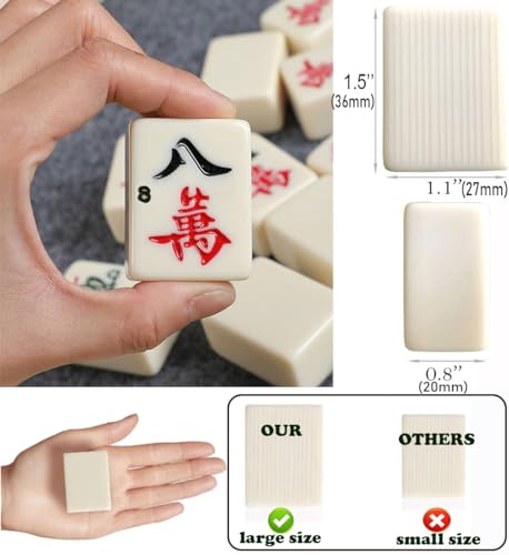 Mahjong Set juego chino con estuche de viaje miniatura 3