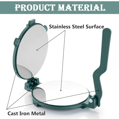 Image of DEEP 8.7 Inch Roti Maker Machine Heavy Duty Cast Iron with Stainless Steel Plates - Manual Chapati Presser, Puri Maker Press Machine - Kitchen Utensil for Roti, Chapati, Puri, Papad, Khakhra Maker
